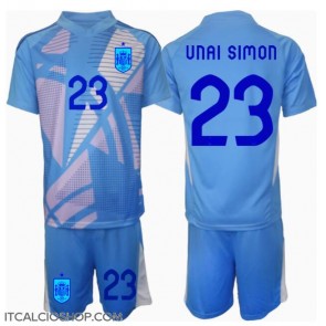Spagna Unai Simon #23 Portiere Prima Maglia Bambino Europei 2024 Manica Corta (+ Pantaloni corti)